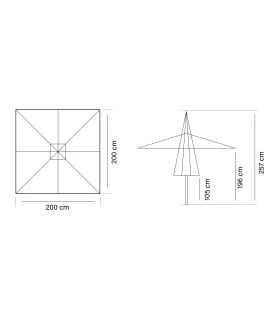 Parasol 2x2 m de madera en Acrílico Dralon Conva 842