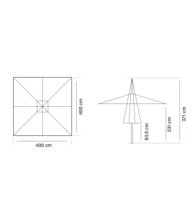 Parasol aluminio 4x4 m Master ref. 894 Tejido Masa Forte 300 g/m2