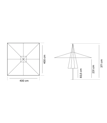 Parasoles Parasol aluminio 4x4 m Master ref. 894 Tejido Masa Forte 300 g/m2 Conva 894M