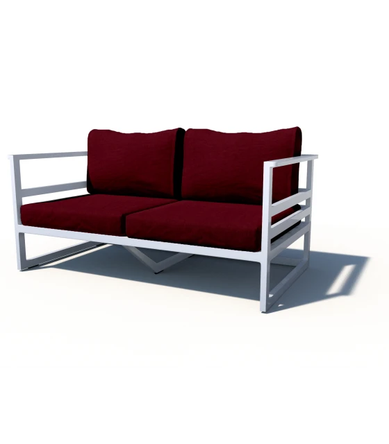 Sillón de 2 Plazas con Brazos en Aluminio en Poliéster Gris 142x76x66cms