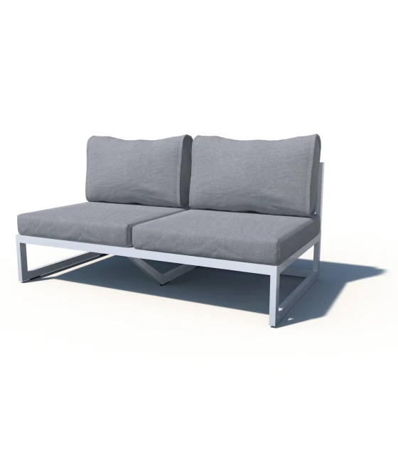 Sillón de 2 Plazas sin Brazos en Aluminio en Poliéster Gris 133x76x66cms