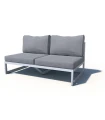 Sillón de 2 Plazas sin Brazos en Aluminio en Poliéster Gris 133x76x66cms