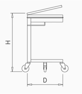 Contenedor porta-bolsas inox. con tapa y ruedas ø460x830 mm.