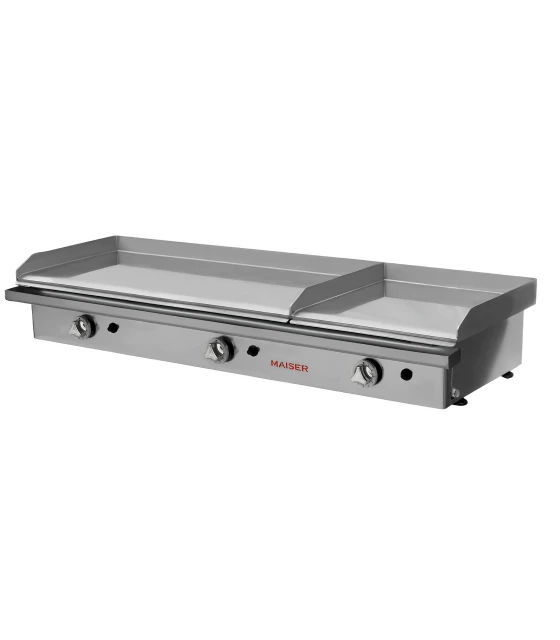 Plancha a Gas Acero Cromado con 2 Zonas 80+40 cms