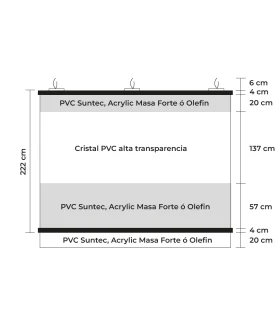 Cortina Universal para Parasoles con base de cruz y altura de 220cms