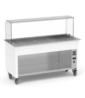 Mueble Mostrador Take Away Calor Seco con Ruedas para cubetas GN