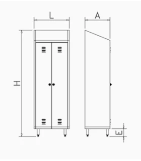 Armario inox 2 puertas batientes de 680x480x2010 mm