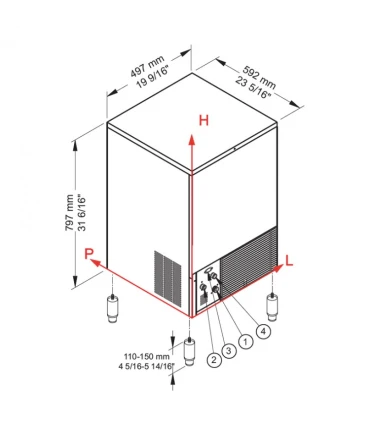 Máquinas de Hielo Fabricador de cubitos de hielo macizo producción 48 kgs/día CB 425 Brema CB 425