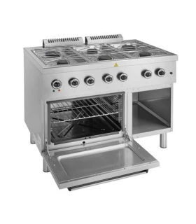 Cocina a gas 6 fuegos y horno GN 2/1 fondo 700 Stalgast