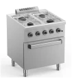 Cocina a gas 4 fuegos y Horno GN 2/1 fondo 700 Stalgast