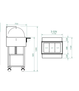 Carro mural refrigerado en madera 3 GN 1/1 con cubierta Forcar CLR ...