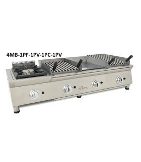 Módulo base de Cocina de 130 cm de largo barbacoa, fogón y Plancha ...