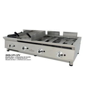 Módulo base de Cocina de 130 cm de largo barbacoa, fogón y Plancha ...