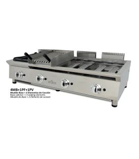 Módulo base de Cocina de 130 cm de largo barbacoa, fogón y Plancha ...