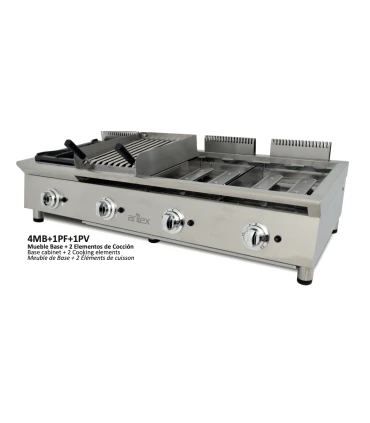 Cocinas a Gas Módulo base de Cocina de 130 cm de largo barbacoa, fogón y Plancha Arilex Flexi 600 Arilex BASE 4MB