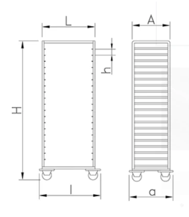 Carros para bandejas Carro de acero inoxidable 20 niveles para bandejas Euronorm 1/1 de 60x40 cm Fricosmos 476010