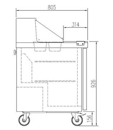 Mesas Frías Fondo 700mm Mesa Fría Preparación 1532mm para 16 cubetas GN 1/6 Coreco SDT-60-16 Coreco SDT-60-16