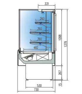 Vitrina Expositora 3 estantes Coreco 950x730x1380h mm VSS-6-9-R