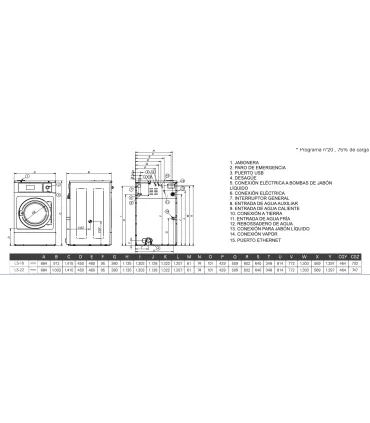 Lavadoras Lavadora Industrial de 22 kgs alta velocidad Primer LS-22 T2 Primer LS-22 T2