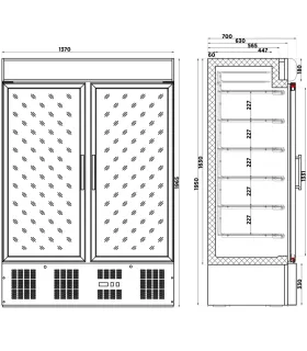 Armario Expositor Congelados 1078 litros con 2 Puertas Pivotantes E...