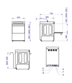 Lavavasos 40X40 Edenox analógico AV-2100