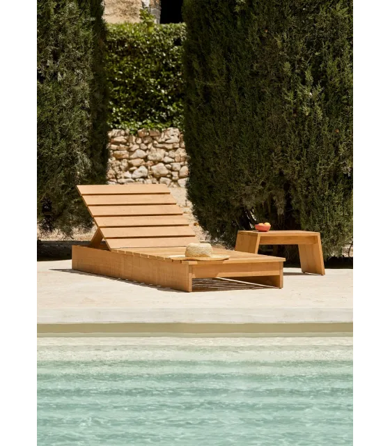 Tumbona 1 plaza en madera de Iroko 70x 200 x 20 cm Cannes