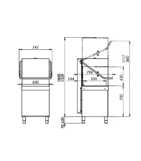 Lavavajillas de capota electrónico Adler EVO-1000 BT