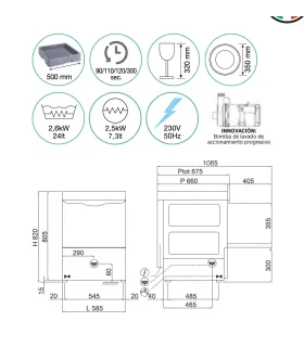 Lavavasos con Cesta de 50x50 Compack modelo X54E