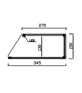 Vitrina neutra recta base inox sin puertas 1200mm VR 120