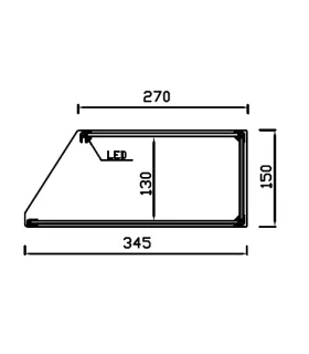 Vitrina neutra recta base inox sin puertas 1000mm VR 100