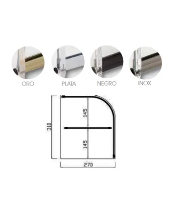 Vitrinas para pastas y bocadillos Vitrina neutra curva 2 pisos 1200mm sin puertas VCL-120 Vitrinas Gómez