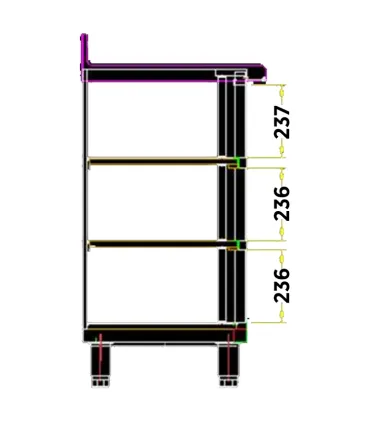 Frente Mostradores Mesa Frente Mostrador 2 estantes 2550x350mm Edenox Edenox 19014438