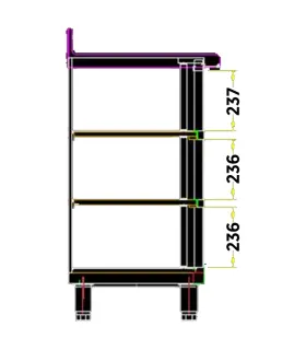 Mesa Frente Mostrador 2 estantes 2025x350 Edenox