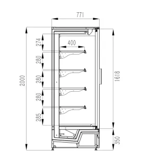 Vitrina Mural 3 puertas 1943x770x1975h mm Edenox Ecocristal 1977