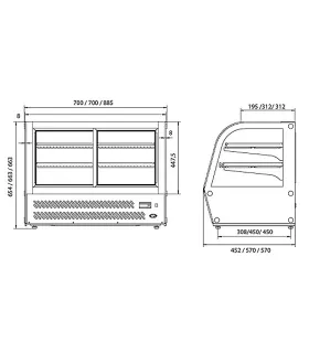 Vitrina expositora refrigerada sobre mostrador 3 estantes Edenox VE...