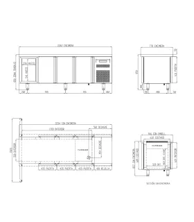 Mesa Refrigerada Pasante Central 4 puertas 2245x780mm Coreco MFCG-250