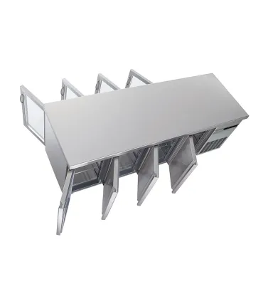Mesas Frías Fondo 800mm Mesa Refrigerada Pasante Central 5 puertas 2695x780mm Coreco MFCG-300 Coreco MFCG-300