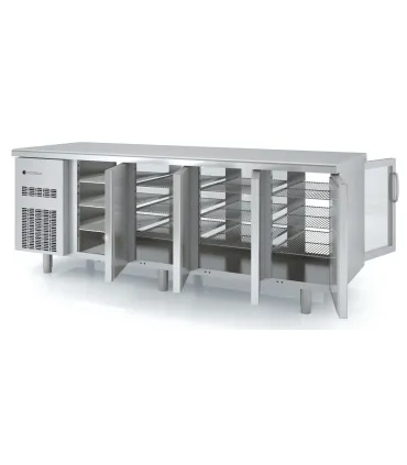 Mesas Frías Fondo 800mm Mesa Refrigerada Pasante Central 4 puertas 2245x780mm Coreco MFCG-250 Coreco MFCG-250