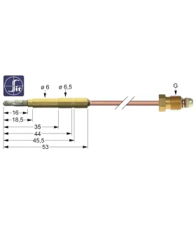 Termopar M8x1 L 330mm clavija ø5,0mm para asadores Potis