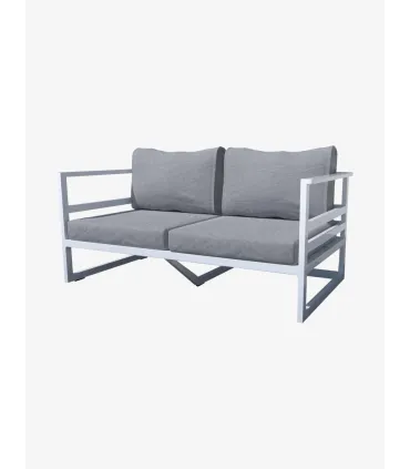 Sofás Exterior Sillón de 2 Plazas con Brazos en Aluminio en poliester gris 135x75x65cms Conva CHAV2BPG