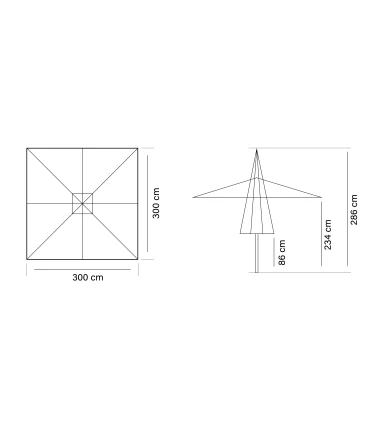 Parasoles Parasol aluminio 3x3 m Tejido Masa Soft Conva 899 Heavy duty Conva 899MS