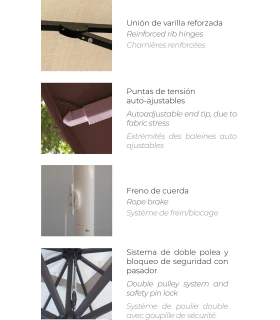 Parasol aluminio 3.5x3.5 m Tejido Acrílico Basic Conva Heavy duty 895