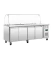 Mesa Fría Mostrador preparación 4 puertas con pantalla de cristal polar CT395
