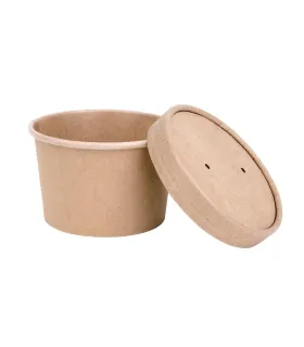 Tapa Compostable para Tarrina de 98mm en Papel Kraft (Caja 500)