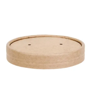 Monouso Tapa Compostable para Tarrina de 118 mm en Papel Kraft (Caja 500) Fiesta Green FB557