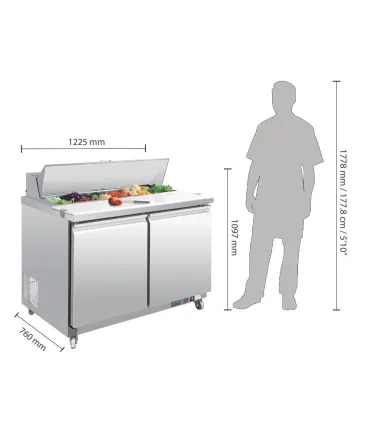 Mesas Frías Fondo 700mm Mesa Fría Mostrador de preparación de 2 puertas Polar GD882 Polar GD882