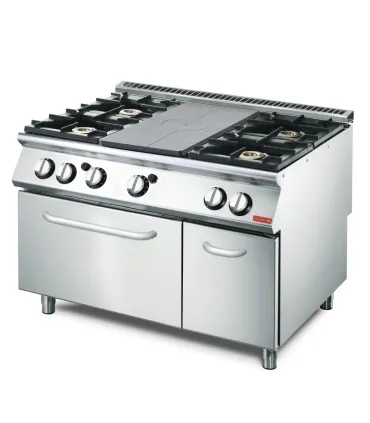 Cocinas a Gas Cocina a gas con 4 fuegos, placa radiante y horno GN 2/1 Gastro M GL936 Gastro-M GL936