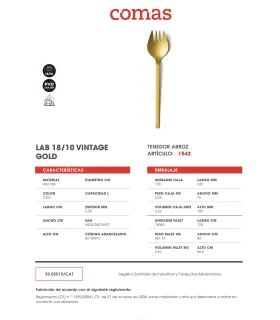 Pack Tenedores Arroz Vintage Oro de Comas