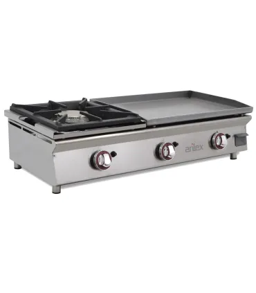 Planchas a Gas Plancha a gas 60 cm en acero rectificado 15 mm + fogón 6 Kw 1 metro de largo 100PGRF Arilex 100PGRFN