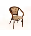 Sillón doble tubo aluminio dark bambú y rattan bicolor Bruselas